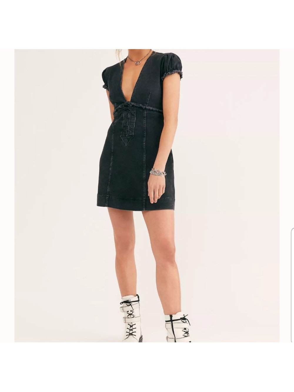 Free People Something Sweet Denim Mini Dress